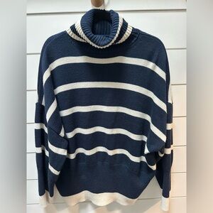 Topshop Navy and White Striped Sweater